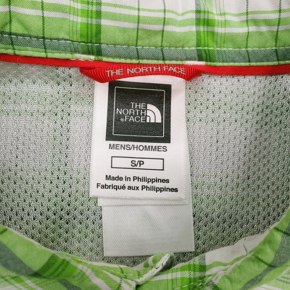 North Face Shirt Mens Small Green White Plaid Vented Outdoor Fishing‎ Tartan